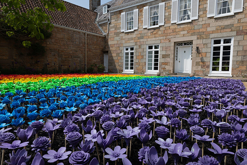 glowing meadow of 3D printed flowers by stuart semple takes over jersey zoo in the UK