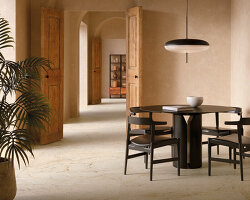iris ceramica layers oak, stone and cotto into armonie modular ceramic surface system
