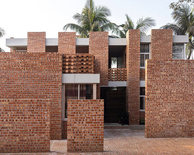 brick walls and perforated jali screens enclose training hub by codec in coastal bangladesh