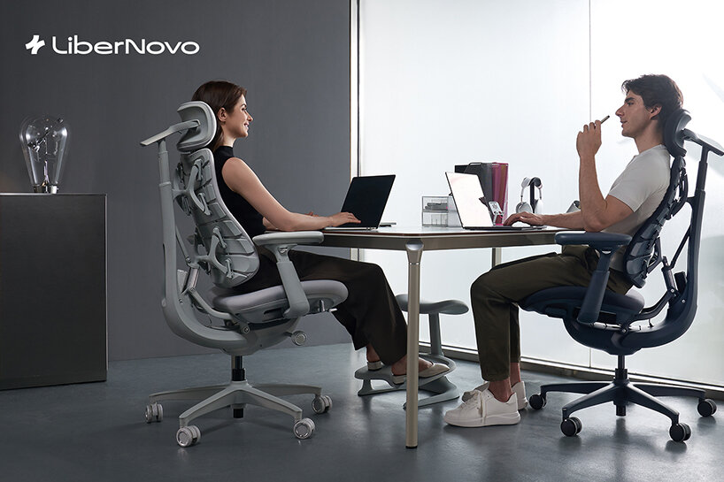libernovo’s omni chair engineers motorized lumbar, adjustable armrests & massage function