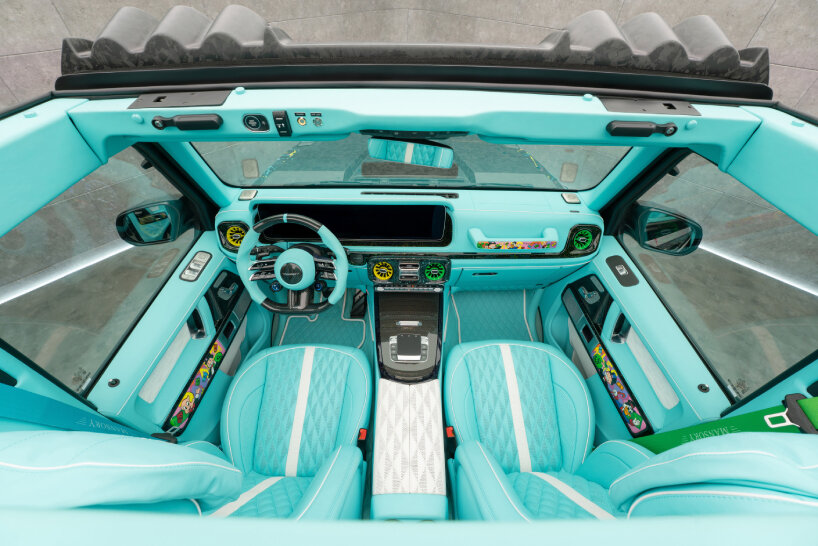 vibrant aqua blue interiors of the art automobile