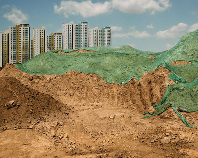 manuel alvarez diestro's photo series reimagines urban expansion through fabric landscapes