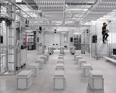 metallic ceiling tops fully reconfigurable venue by T+E+A+M. and stock-a-studio in the US