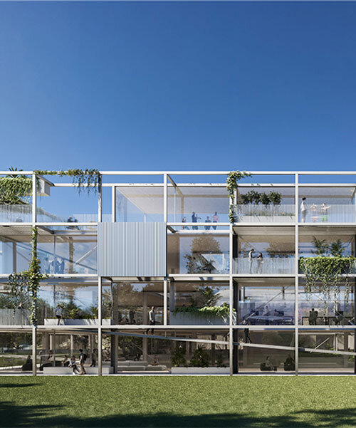 georges batzios architects proposes planted scaffolding for office building in athens