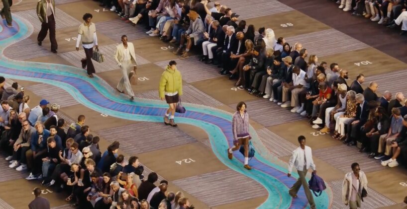 giant snakes and ladders board by bijoy jain backdrops louis vuitton's menswear show in paris