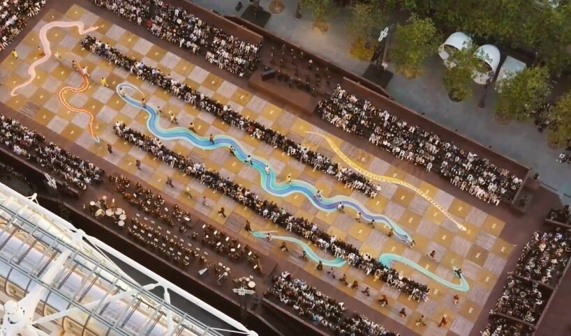 giant snakes and ladders board by bijoy jain backdrops louis vuitton's menswear show in paris