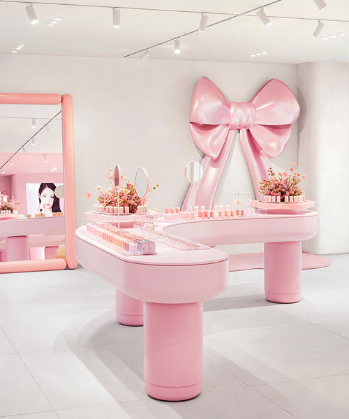 ultra pink k-beauty flagship store contrasts urban texture in seoul