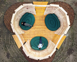 recycled plastic and pinewood shape atelier marko brajovic's human nest in são paulo