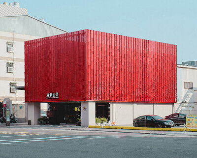 rippling red metal panels form fiery facade for taiwanese restaurant by paperfarm