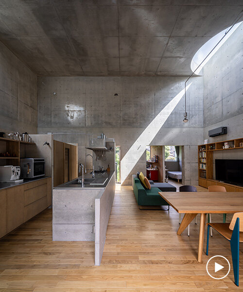 semicircular skylights cast sunbeams across takeshi hosaka's concrete residence in tokyo
