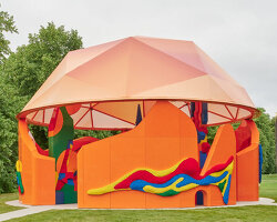 serpentine unveils the LEGO-built play pavilion by sir peter cook in london