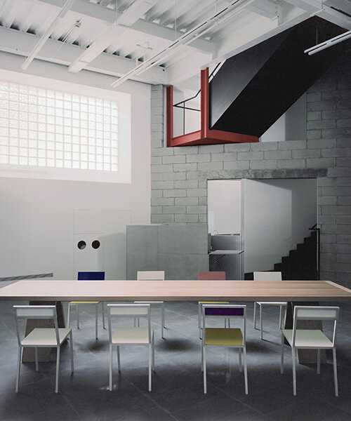 skewed meeting room bends the grid in shanghai office revamp by atelier siyu