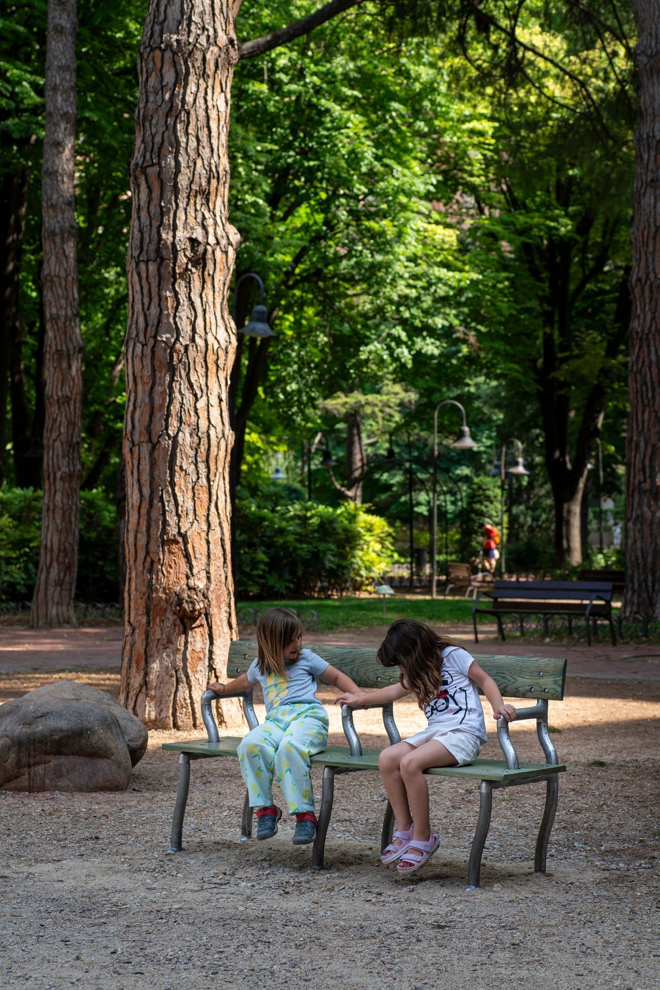 soft baroque's kinetic bench in a plaza in spain sways and twists when you sit on it