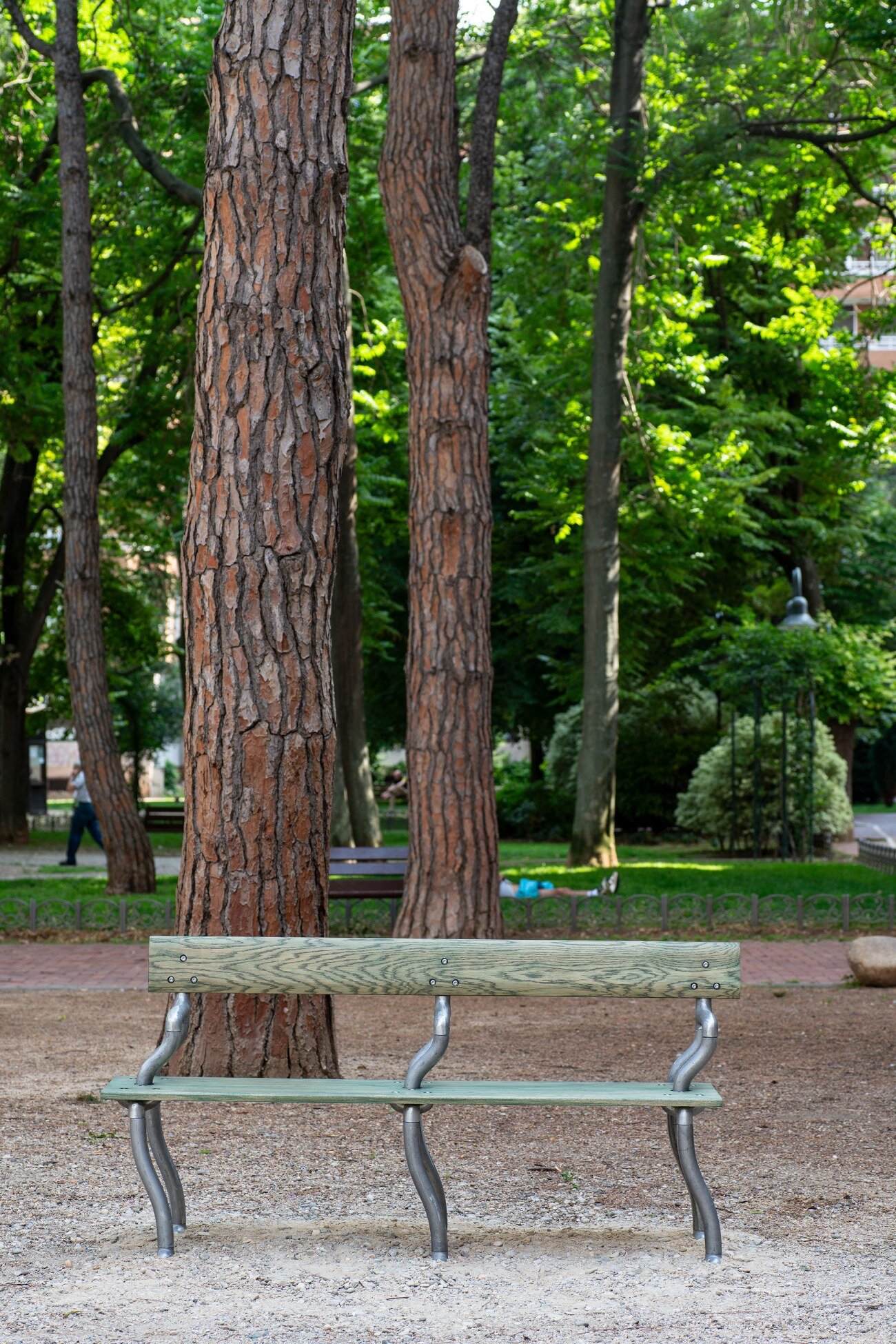 soft baroque's kinetic bench in a plaza in spain sways and twists when you sit on it