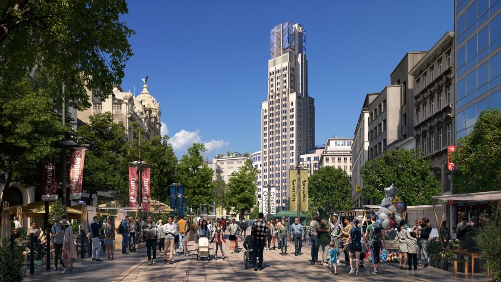 studio libeskind crowns art deco boerentoren tower with observatory overlooking antwerp