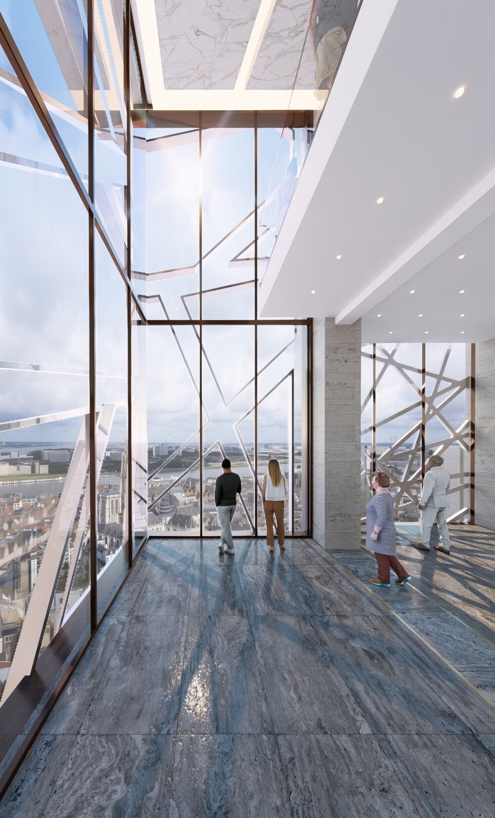 studio libeskind crowns art deco boerentoren tower with observatory overlooking antwerp