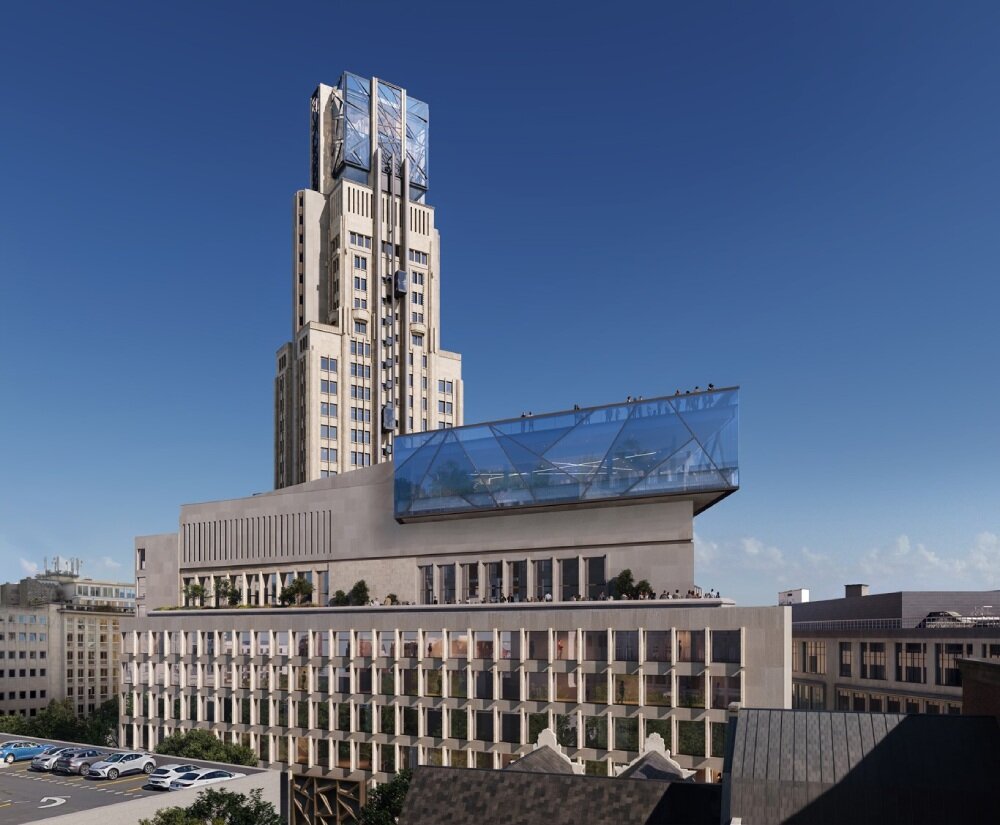 studio libeskind crowns art deco boerentoren tower with observatory overlooking antwerp