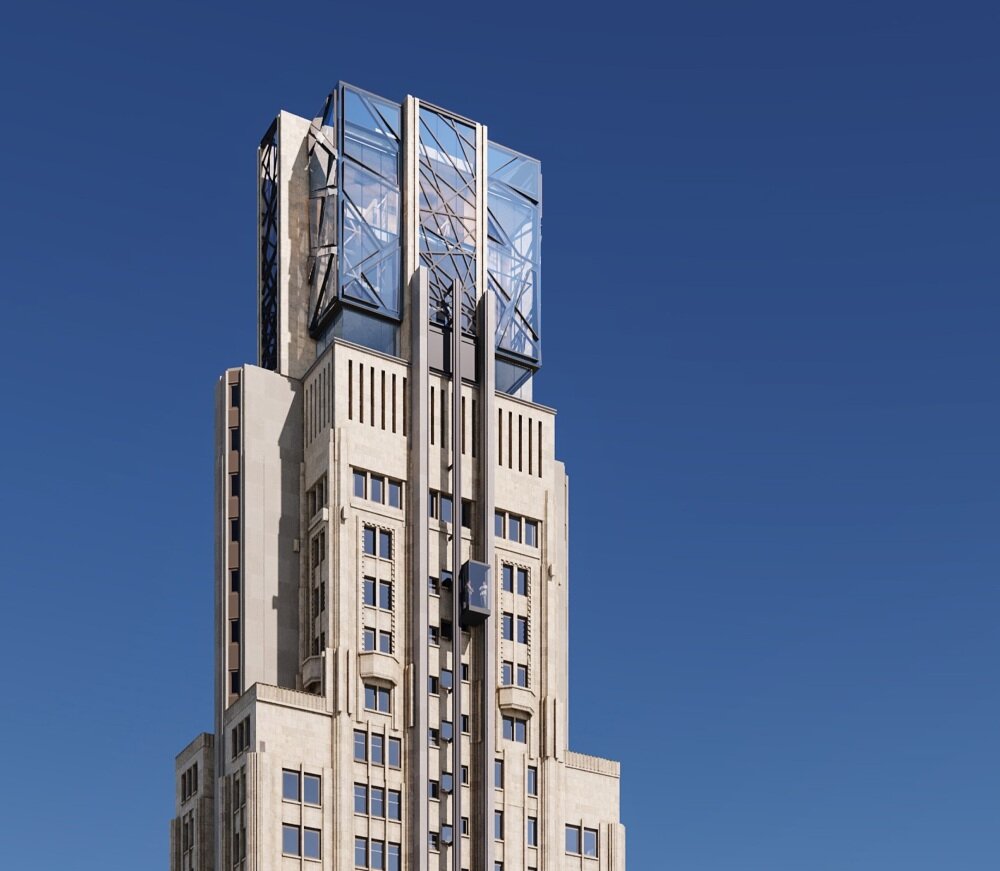 studio libeskind crowns art deco boerentoren tower with observatory overlooking antwerp