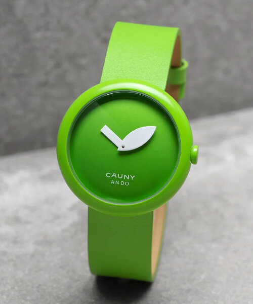 tadao ando designs ‘apple’ watch for cauny with a leaf-style hand in the dial