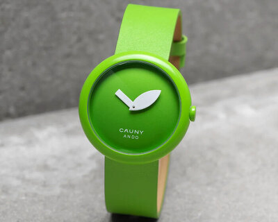 tadao ando designs ‘apple’ watch for cauny with a leaf-style hand in the dial