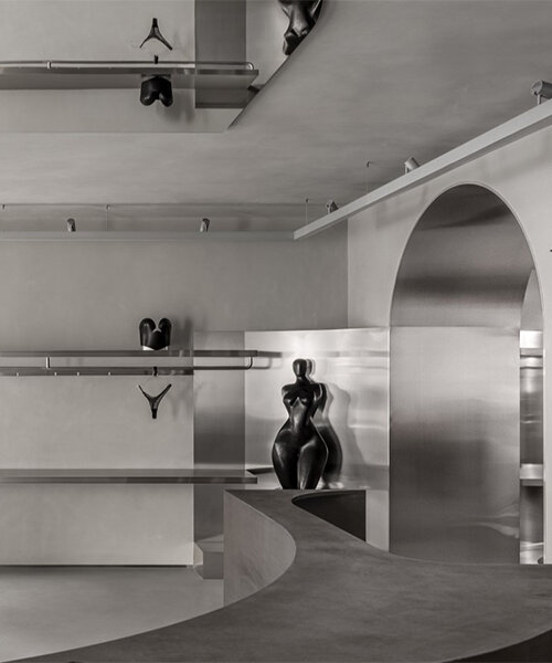 temp project creates brutalist-inspired showroom for eroticwear brand anoeses in kyiv