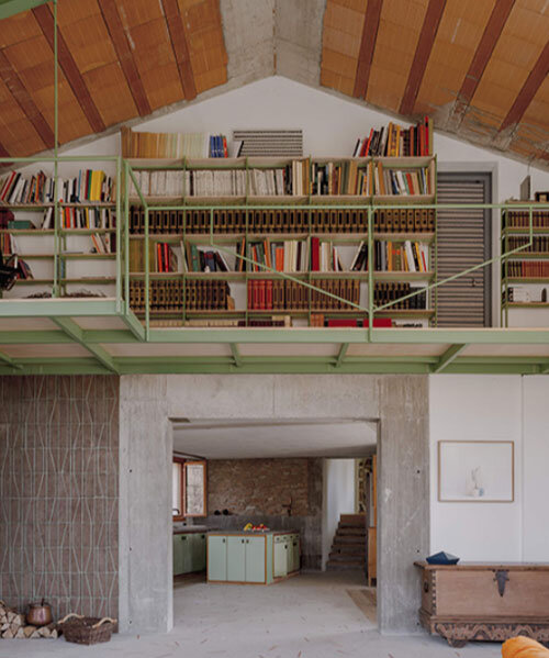 exposed materials animate textured decorative patterns within rural house in italy