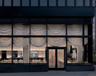 translucent curtains drape over polycarbonate walls at nin hao restaurant in brooklyn