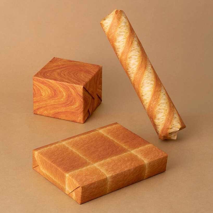 wrapping paper by tsujio ippei makes gifts look like fresh buns straight from the oven
