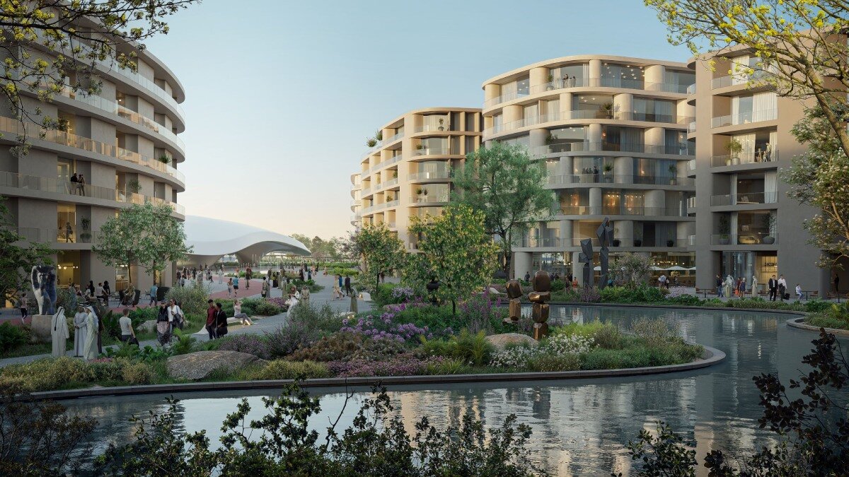 zaha hadid anchors smart city masterplan in sharjah, UAE, with shaded oasis spine
