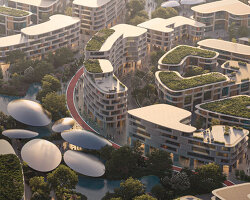zaha hadid anchors smart city masterplan in sharjah, UAE, with shaded oasis spine