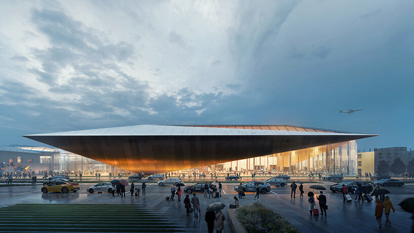 ZHA to design new arrivals terminal at lithuania's vilnius airport with pleated timber roof