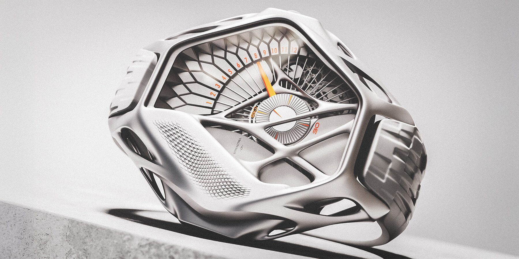 3D-printed-titanium-STRACTRA-watch-hours-180-degree-arc-ayoub-ahmad-designboom-ban