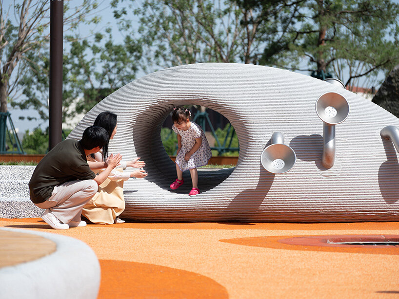 3D printed concrete caves resemble stone formations in chinese playground by XISUI design