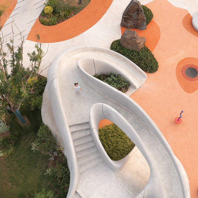 3D printed concrete caves resemble stone formations in chinese playground by XISUI design