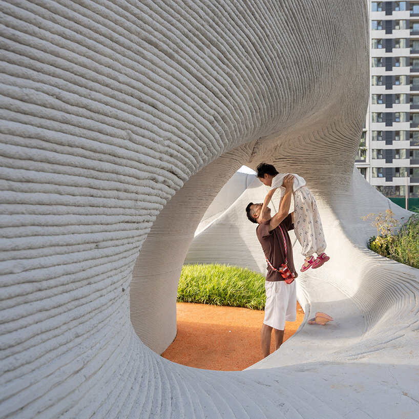 3D printed concrete caves resemble stone formations in chinese playground by XISUI design