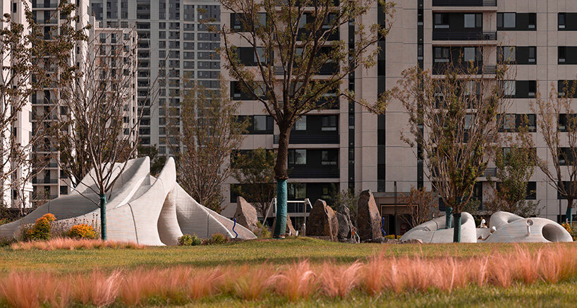 3D printed concrete caves resemble stone formations in chinese playground by XISUI design