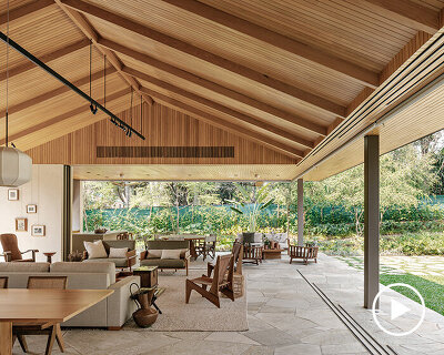 SAAG arquitetura designs PAB house with breezy, curated interiors in rural brazil