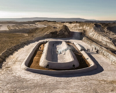 adidas references desert land art with running track built near remote new mexico mine