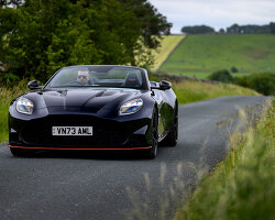 design drive: aston martin vanquish volante convertible exhilarates rain or shine