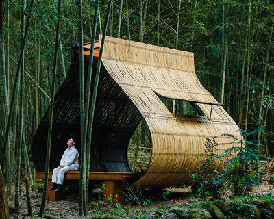 shaped like a sticky rice dumpling, cheng tsung feng’s bamboo cabin nestles in taiwan forest