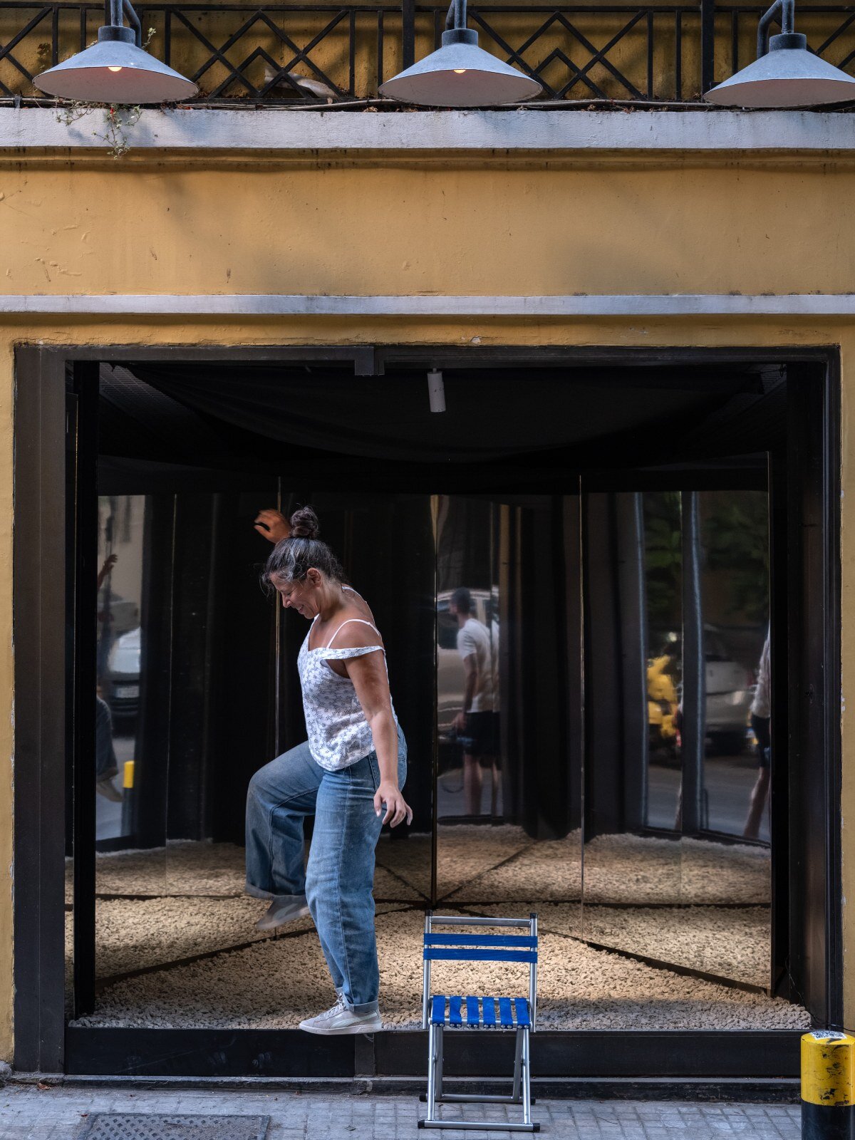 etienne bastormagi's mirrored incision opens beirut streetfront to spontaneous encounters