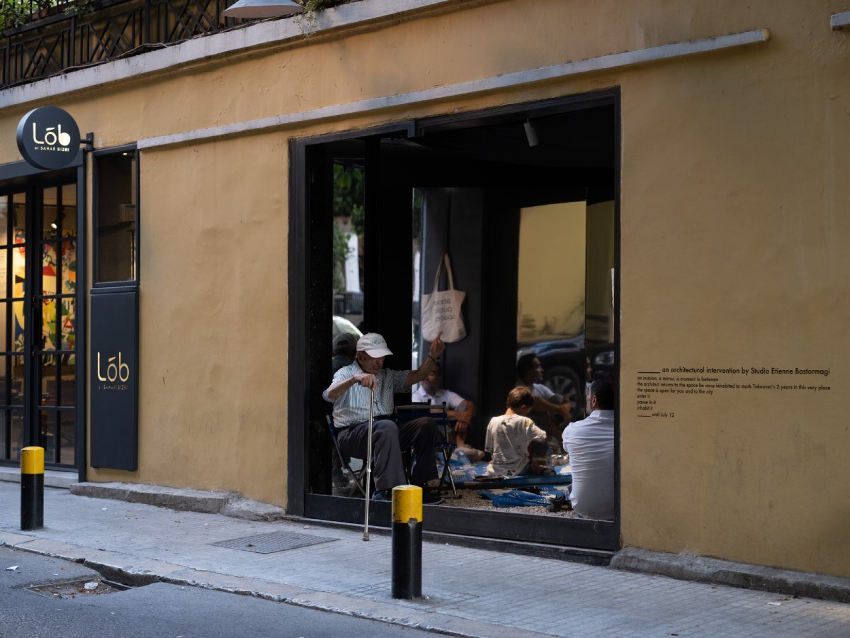 etienne bastormagi's mirrored incision along beirut streetfront invites spontaneous encounters
