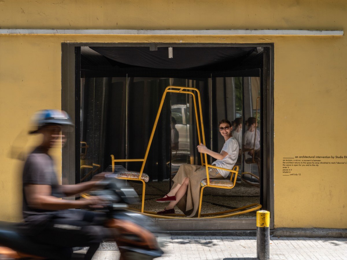 etienne bastormagi's mirrored incision along beirut streetfront invites spontaneous encounters
