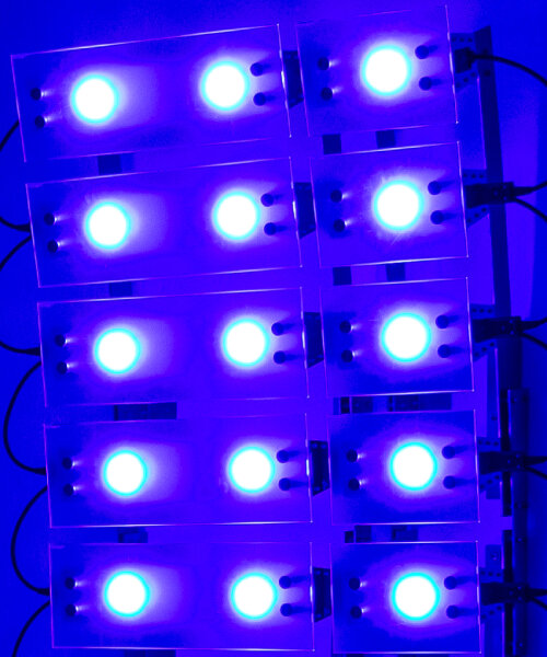 blind lucid umbrella unpacks meanings of blue light with installation made of LED modules