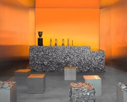 warm orange glow bathes crosby studios' chromatic café nuances in paris 