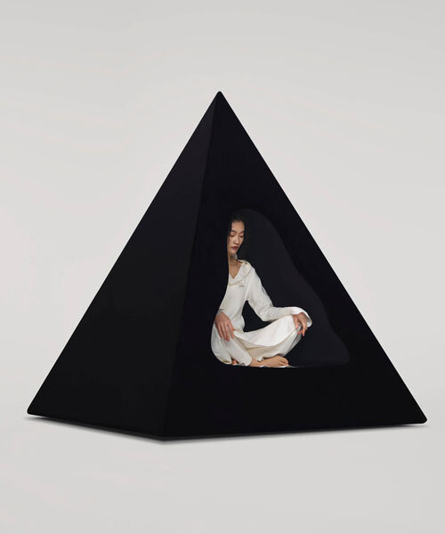 pyramidal cave chair by domain architects for bischiyano shapes retreat for secluded comfort