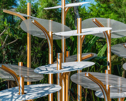 modular lighting installation by cheng tsung feng evokes vertical clustered plant colonies