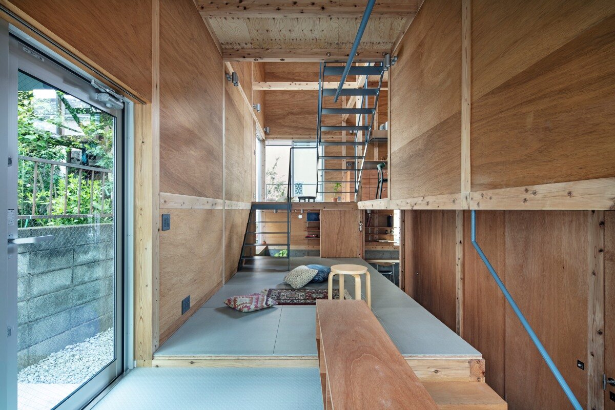 tamada & wakimoto's multigenerational home in japan unfolds in stepped levels 