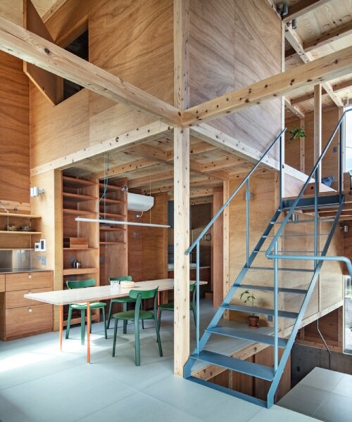tamada & wakimoto's multigenerational house in japan unfolds in stepped levels 