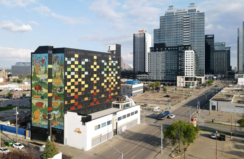 the retrofit by Mitrex with murals by indigenous artist Lance Cardinal can help reduce carbon emissions